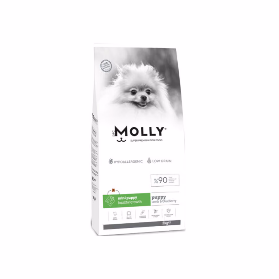 Molly Puppy Hipoalerjenik Kuzu Etli ve Yaban Mersinli Mini Düşük Tahıllı Köpek Maması