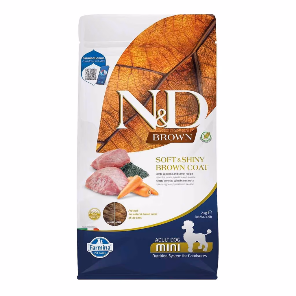 N&D Brown Mini Kuzu Etli Spirulina ve Havuçlu Küçük Irk Yetişkin Köpek Maması