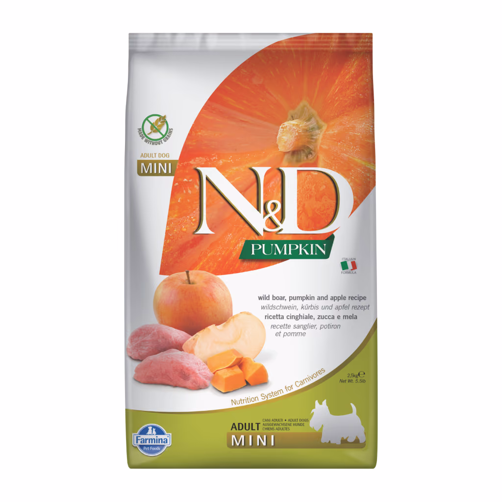 N&D Pumpkin Mini Bal Kabaklı Yaban Domuzlu ve Elmalı Küçük Irk Tahılsız Yetişkin Köpek Maması
