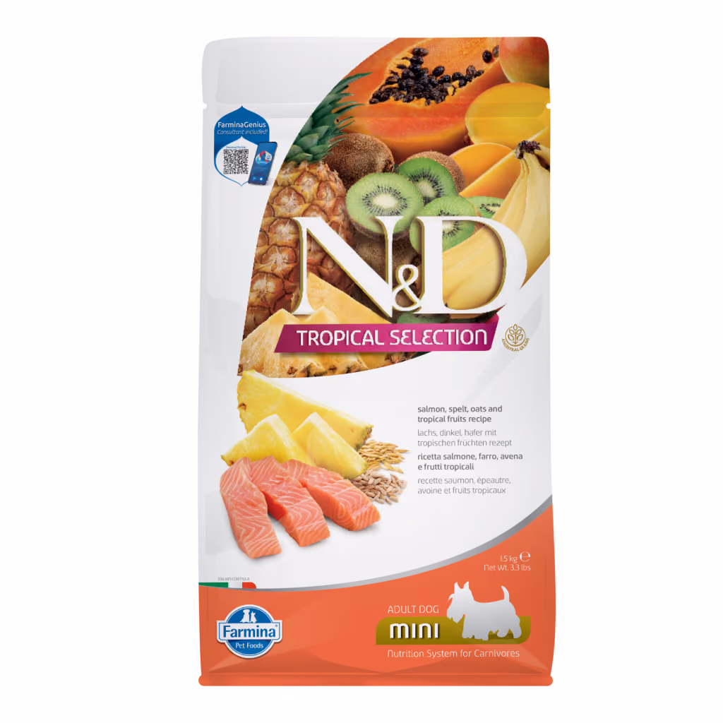 N&D Tropical Selection Mini Somonlu ve Tropikal Meyveli Küçük Irk Yetişkin Köpek Maması