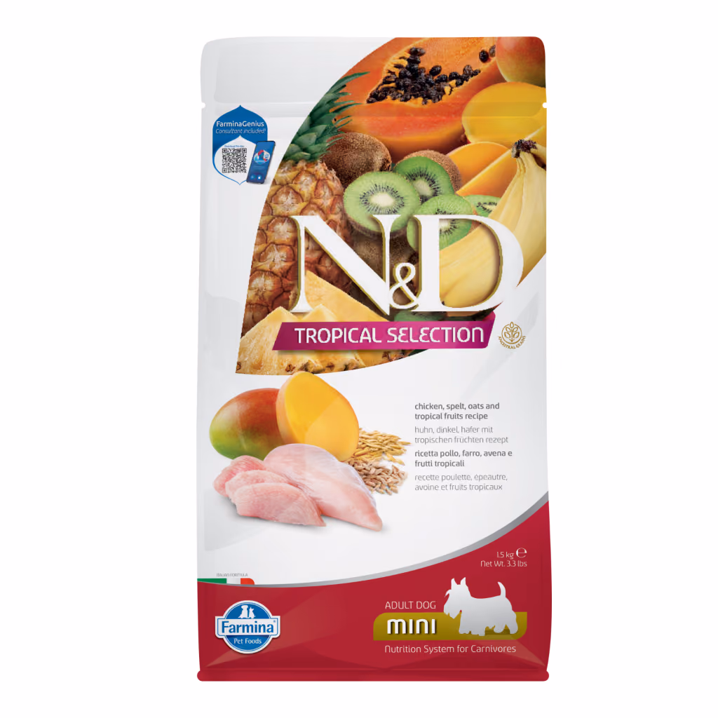 N&D Tropical Selection Mini Tavuklu ve Tropikal Meyveli Küçük Irk Yetişkin Köpek Maması