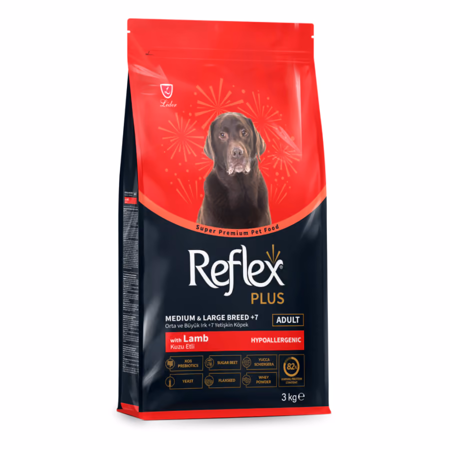 Reflex Plus Hipoalerjenik Orta ve Büyük Irk 7+ Yaş Kuzu Etli Yaşlı Köpek Maması